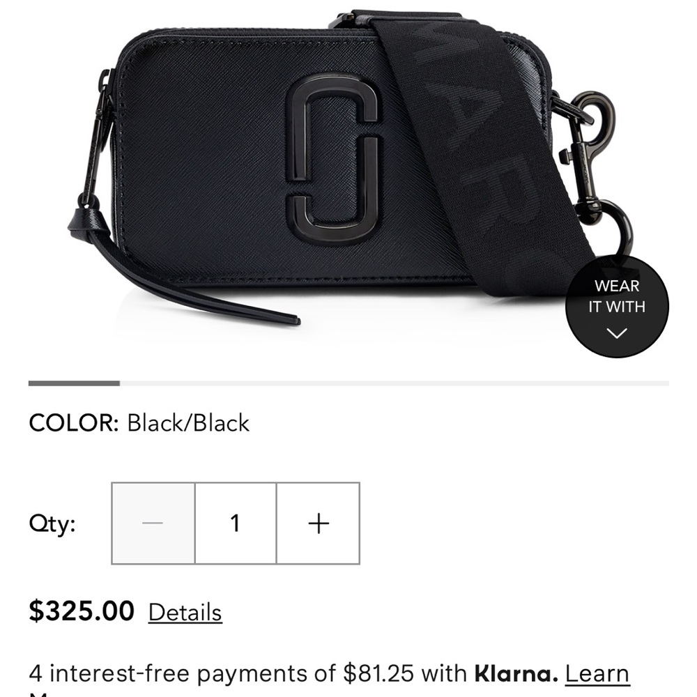 NWT Marc Jacobs snapshot Black Crossbody Bag
